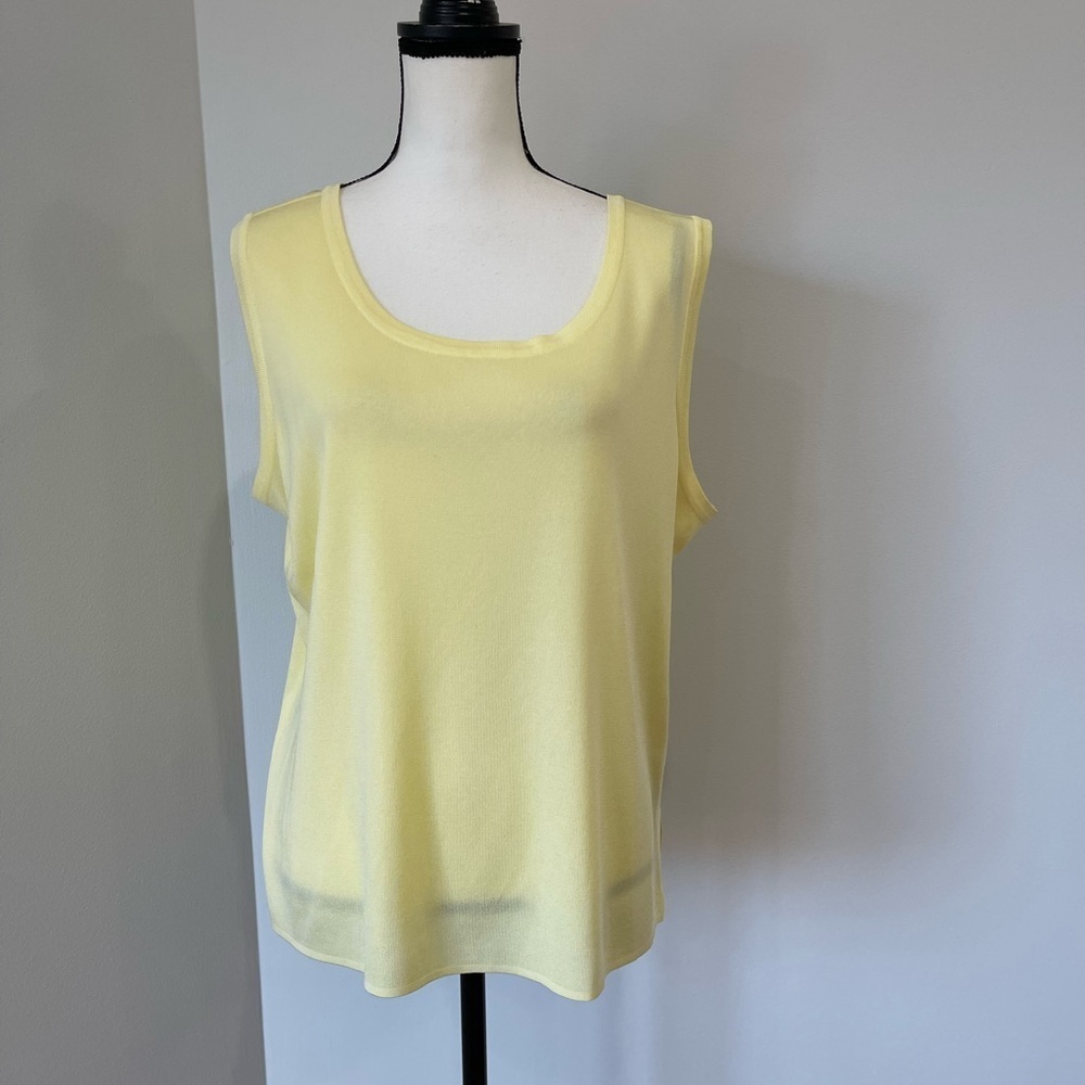 Ming Wang size 1X light yellow tank layer modest mature career office business